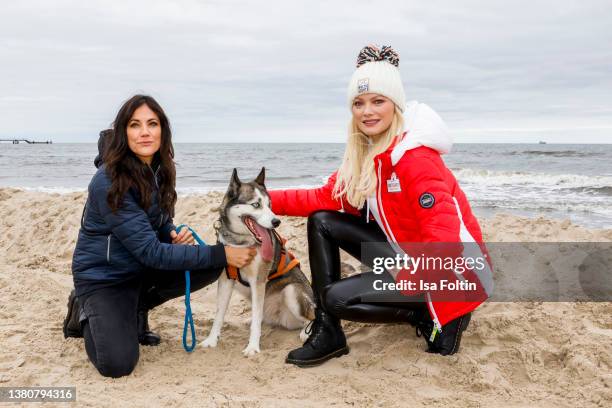 German actress Bettina Zimmermann and Model Franziska Knuppe during the sled dog race as part of the "Baltic Lights" charity event on March 5, 2022...