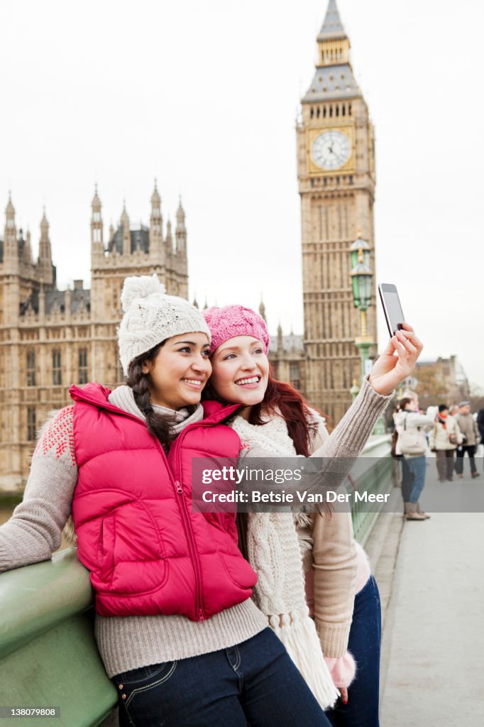 Friends taking portrait in front of Big Ben.