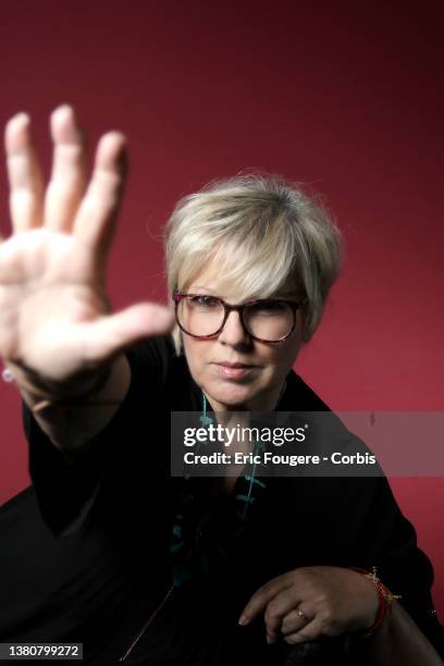 Tv host Laurence Boccolini poses during a portrait session in Paris, France on .