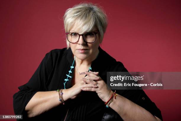 Tv host Laurence Boccolini poses during a portrait session in Paris, France on .