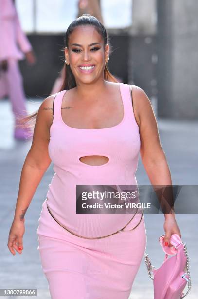 Amel Bent walks the runway during the Lecourt Mansion Ready to Wear Fall/Winter 2022-2023 fashion show as part of the Paris Fashion Week on March 05,...