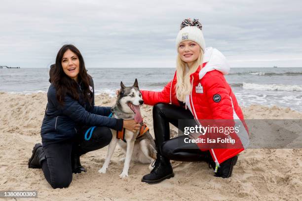 German actress Bettina Zimmermann and Model Franziska Knuppe during the sled dog race as part of the "Baltic Lights" charity event on March 5, 2022...