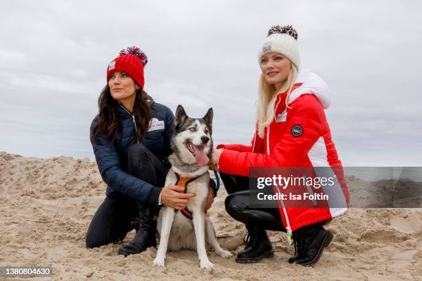 German actress Bettina Zimmermann and Model Franziska Knuppe during the sled dog race as part of the "Baltic Lights" charity event on March 5, 2022...