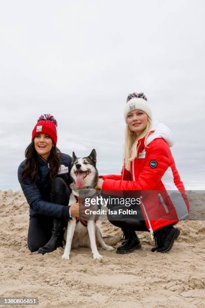 German actress Bettina Zimmermann and Model Franziska Knuppe during the sled dog race as part of the "Baltic Lights" charity event on March 5, 2022...