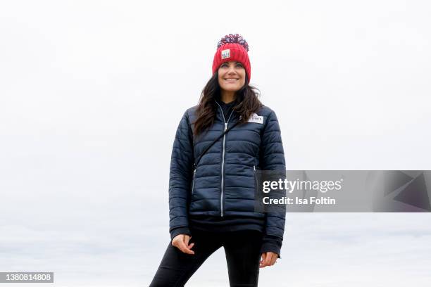 German actress Bettina Zimmermann during the sled dog race as part of the "Baltic Lights" charity event on March 5, 2022 in Heringsdorf, Germany. The...