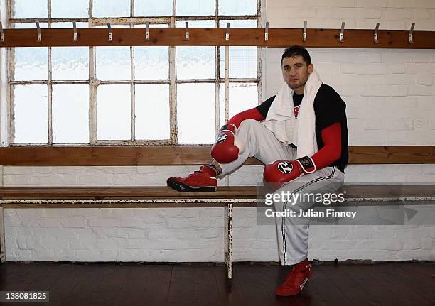 Nathan Cleverly, the WBO World Light-Heavyweight Champion poses for a photo at the Peacock Gym as he prepares for his third title defence against...