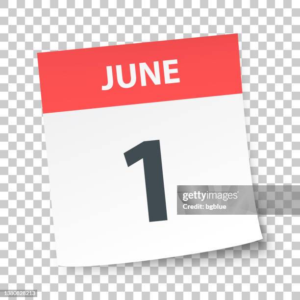 stockillustraties, clipart, cartoons en iconen met june 1 - daily calendar on blank background - date