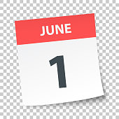 June 1 - Daily Calendar on blank background