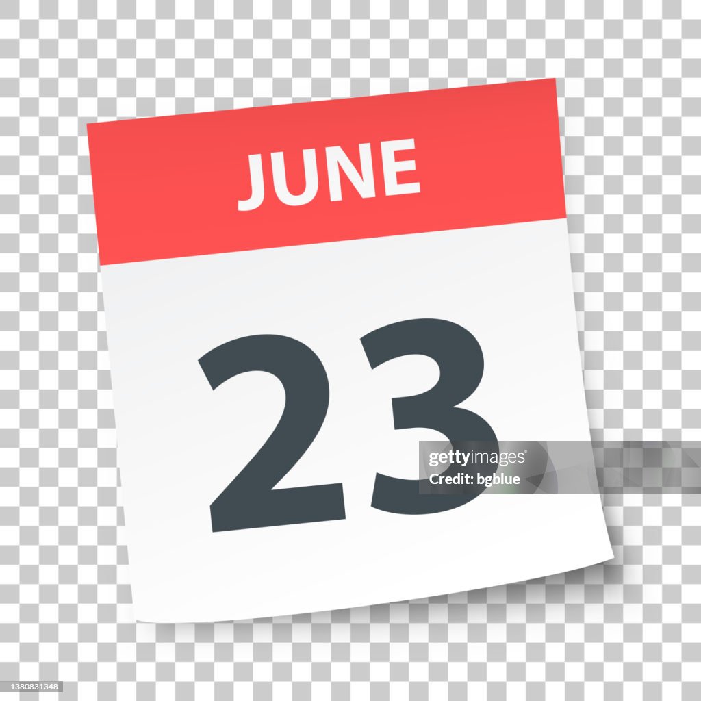 6 月 23 日 - 空白の背景に毎日の予定表