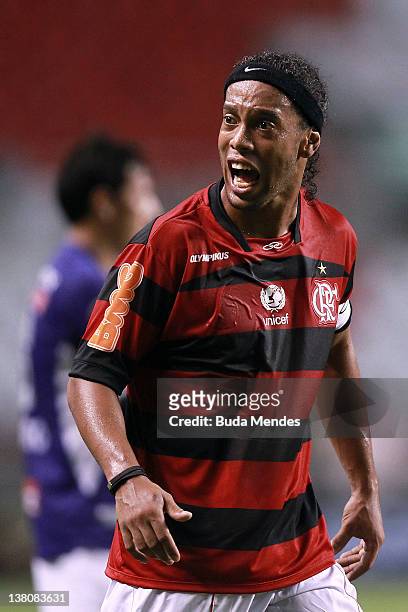 Ronaldinho of Flamengo during a match between Flamengo and Real Potosi as part of Santander Libertadores Cup 2012 at Engenhao stadium on February 01,...