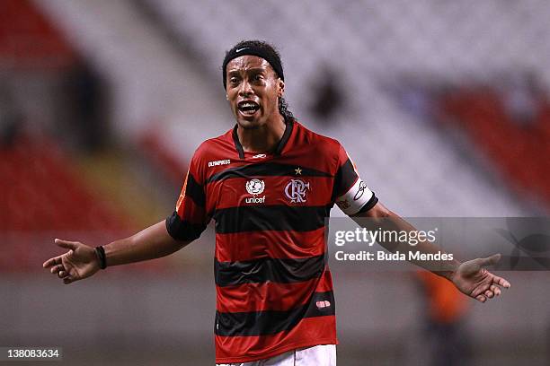 Ronaldinho of Flamengo during a match between Flamengo v Real Potosi as part of Santander Libertadores Cup 2012 at Engenhao stadium on February 01,...