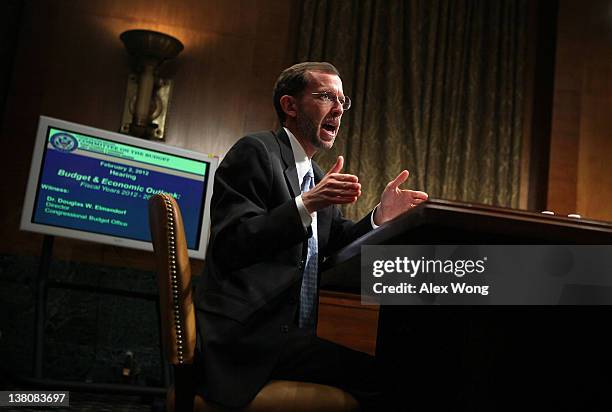 Director of the Congressional Budget Office Douglas Elmendorf testifies during a hearing before the Senate Budget Committee February 2, 2012 on...