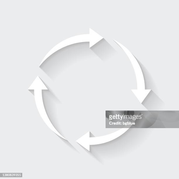 reload. icon with long shadow on blank background - flat design - traffic arrow sign stock illustrations