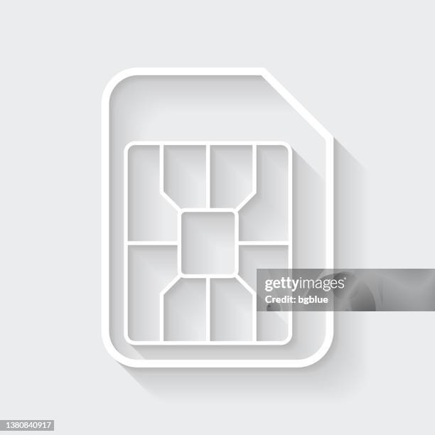 micro sim card. icon with long shadow on blank background - flat design - sim card stock illustrations