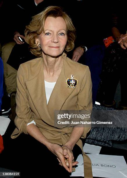 Elena Salgado attends Juanjo Oliva show during Mercedes-Benz Fashion Week Madrid A/W 2012 at Ifema on February 2, 2012 in Madrid, Spain.