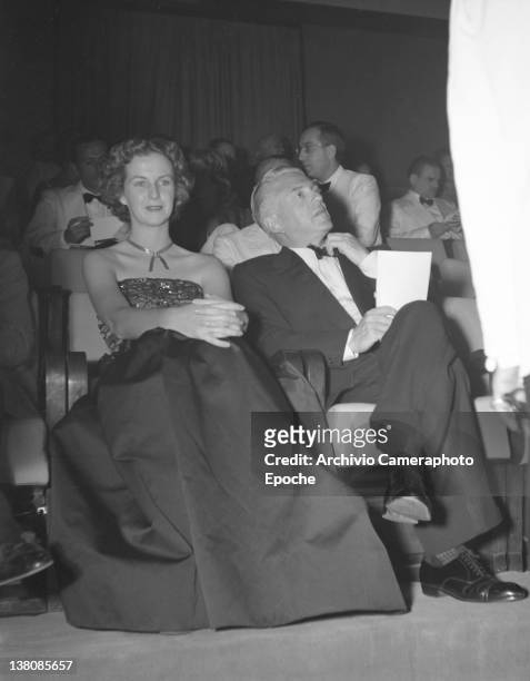 American actress Betsy Blair sitting in the front row during the Venice Movie Festival, 1949. American Actress