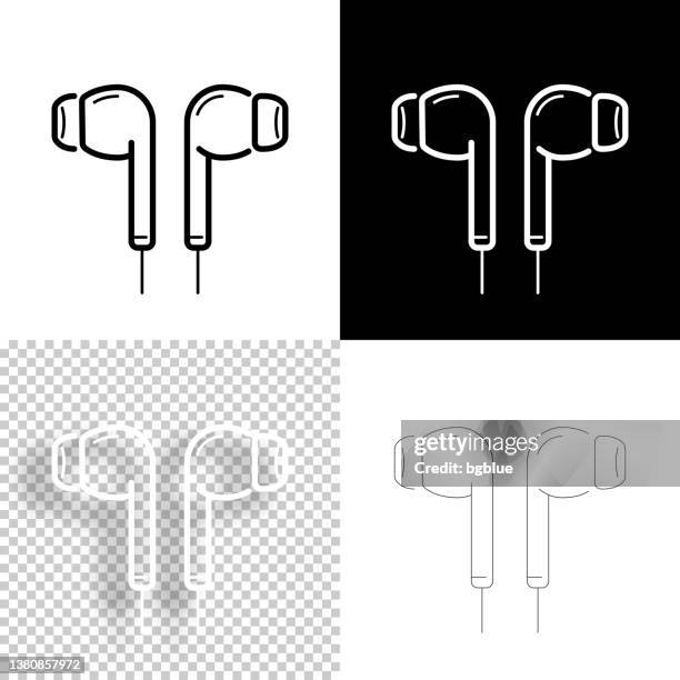 earphones. icon for design. blank, white and black backgrounds - line icon - podcast icon stock illustrations