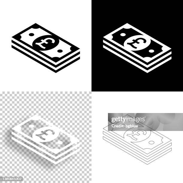 isometric pound banknotes. icon for design. blank, white and black backgrounds - line icon - pound note stock illustrations