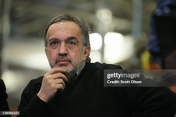 Chrysler CEO Sergio Marchionne visits the Chrysler assembly on February 2, 2012 in Belvidere, Illinois. The plant builds the Jeep Compass and Patriot...