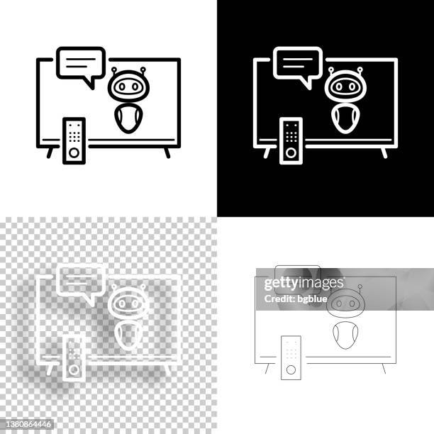 tv with chatbot. icon for design. blank, white and black backgrounds - line icon - remote support stock illustrations