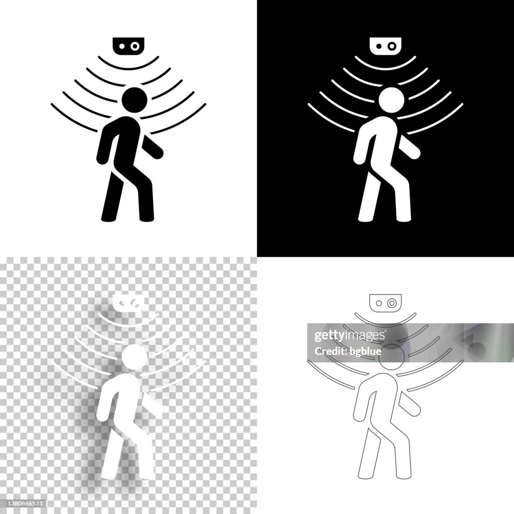Bewegungsmelder. Icon für Design. Leere, weiße und schwarze Hintergründe - Liniensymbol