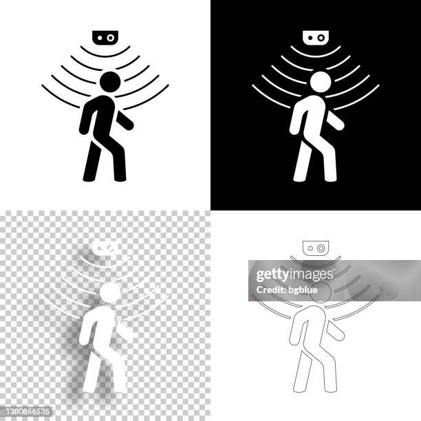 stockillustraties, clipart, cartoons en iconen met motion sensor. icon for design. blank, white and black backgrounds - line icon - sensor