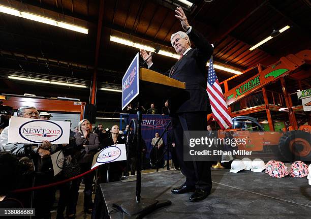 Republican presidential candidate and former Speaker of the House Newt Gingrich speaks during a campaign rally at Xtreme Manufacturing February 2,...