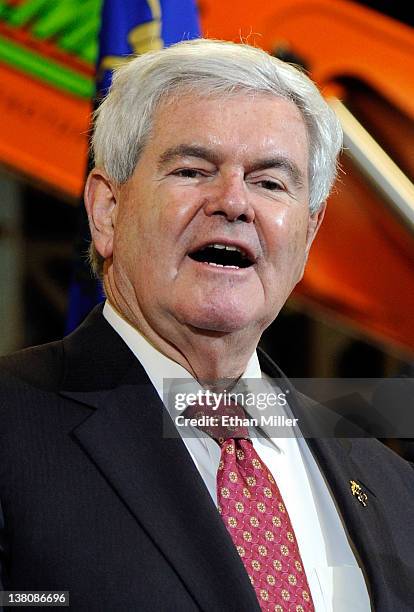 Republican presidential candidate and former Speaker of the House Newt Gingrich speaks during a campaign rally at Xtreme Manufacturing February 2,...