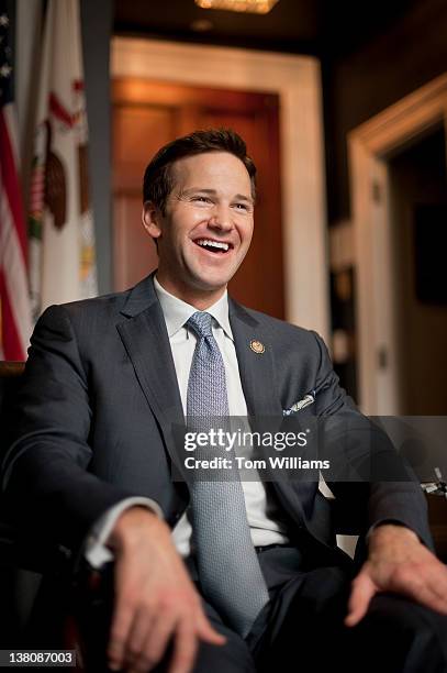 Rep. Aaron Schock, R-Ill., is interviewed by Roll Call in his Longworth office.