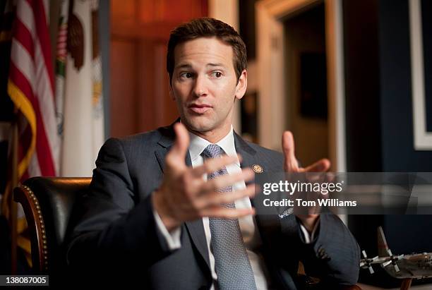 Rep. Aaron Schock, R-Ill., is interviewed by Roll Call in his Longworth office.