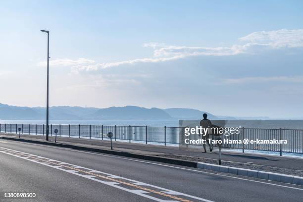 the coast road in kanagawa of japan - kamakura city stock pictures, royalty-free photos & images