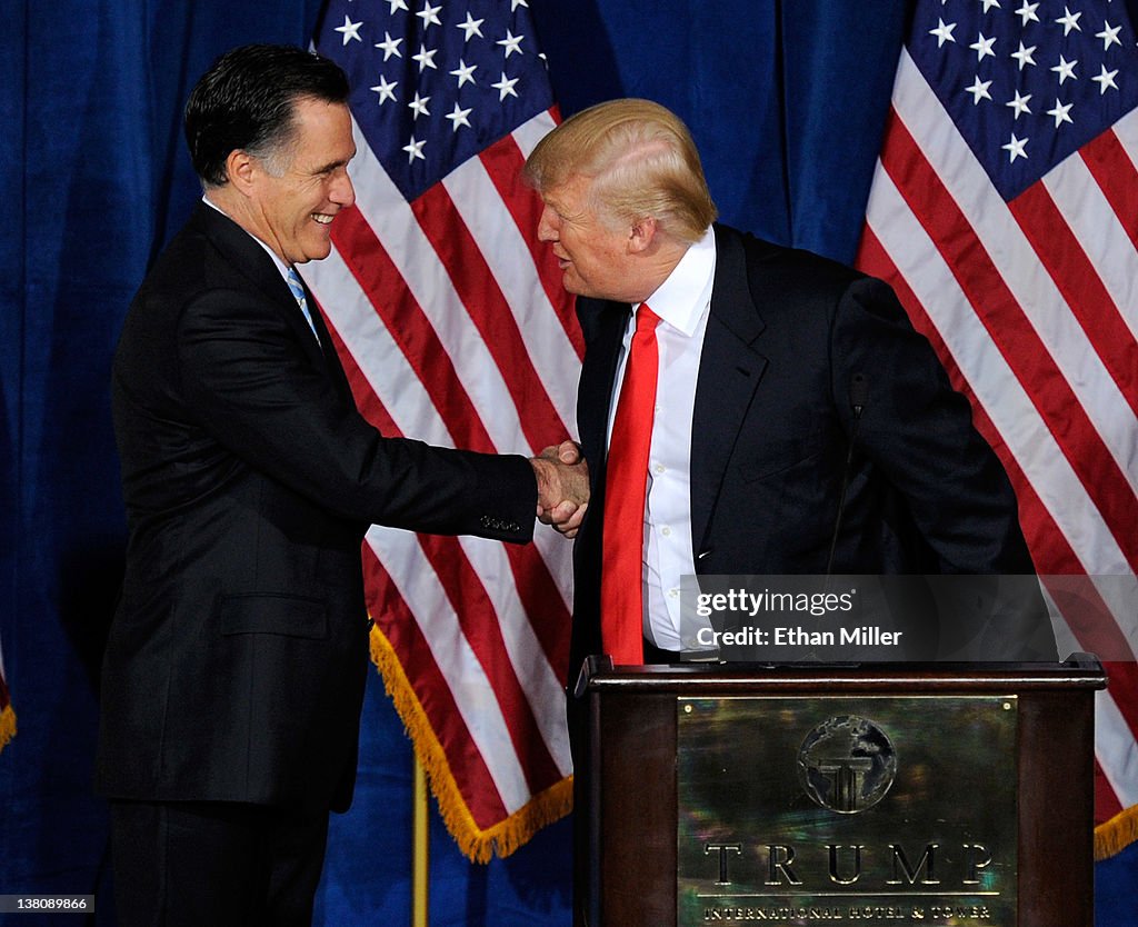 Donald Trump Endorses GOP Candidate Mitt Romney In Las Vegas