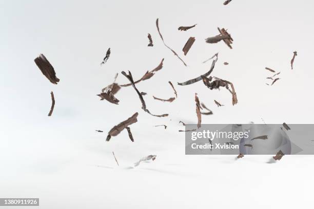 radix arnebiae seu lithospermi flying in mid air in white background - grass pile white background stock-fotos und bilder