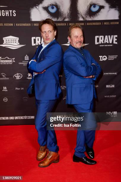 German actor Hendrik Duryn and German actor Till Demtroeder during the Gala Night as part of the "Baltic Lights" charity event on March 5, 2022 in...