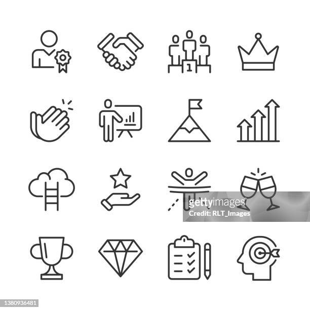 erfolgssymbole — monoline serie - krone kopfbedeckung stock-grafiken, -clipart, -cartoons und -symbole