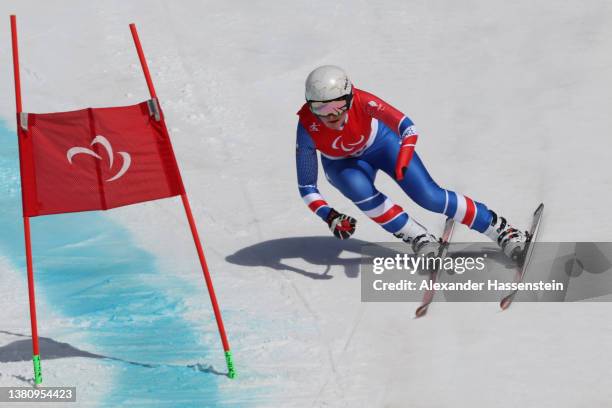 Marie Bochet of Team France competes in the Para Alpine Skiing Women's Super-G Standing during day two of the Beijing 2022 Winter Paralympics at...