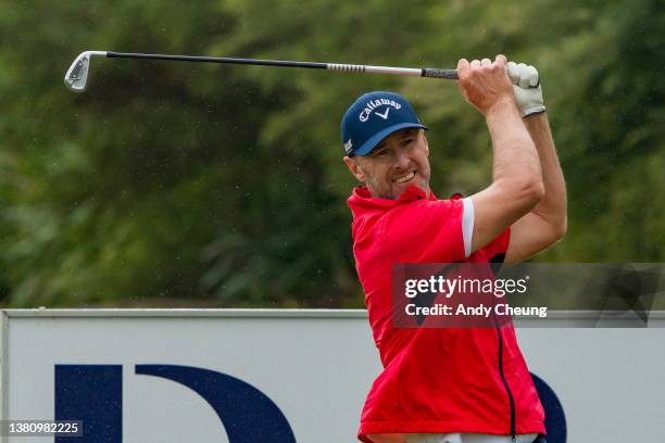 Brendan Jones of Australia plays his tee shot on the 2nd hole during the final round of 2022 TPS Sydney at Bonnie Doon Golf Club on March 06, 2022 in...