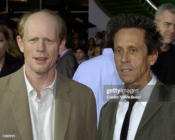 Director Ron Howard and producer Brian Grazerd attend the premiere of "Apollo 13 - The IMAX Experience" at Universal Studios on September 12, 2002 in...