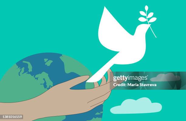 earth and of  peace. - doves stock illustrations