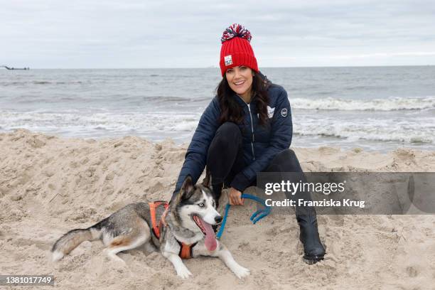 Bettina Zimmermann during the sled dog race as part of the "Baltic Lights" charity event on March 5, 2022 in Heringsdorf, Germany. The annual event...