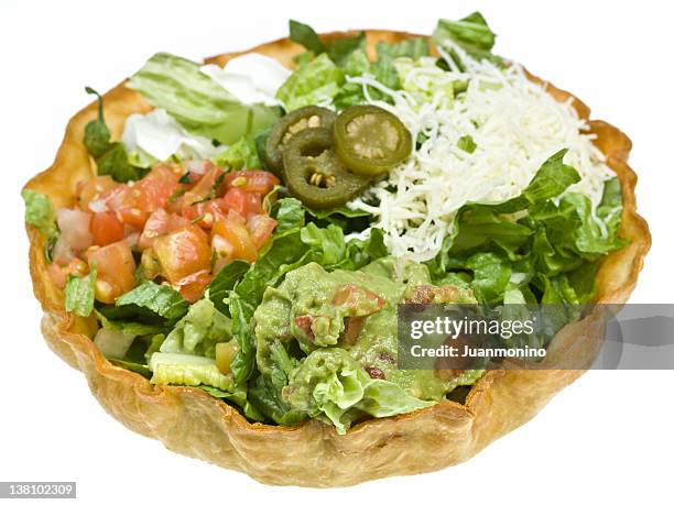 mexican tostada salad - tostada stock pictures, royalty-free photos & images