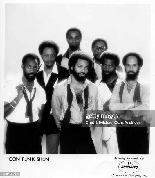 And funk band Con Funk Shun pose for a publicity portrait circa 1985.