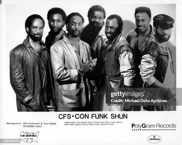 And funk band Con Funk Shun pose for a publicity portrait in 1986.