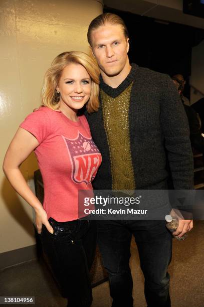 Personality Carrie Keagan and Green Bay Packers Linebacker Clay Matthews III attend VH1's Super Bowl Fan Jam at Indiana State Fairgrounds, Pepsi...