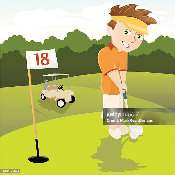 child golfing - golf driver stock illustrations
