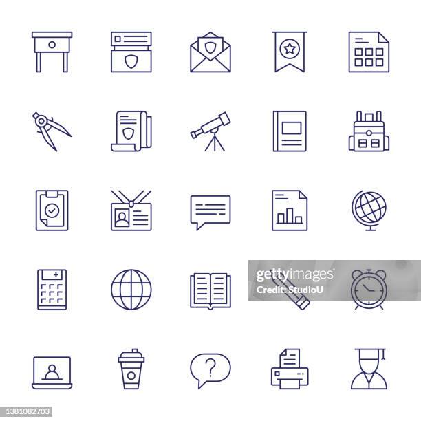 education editable stroke line icons - language course stock illustrations