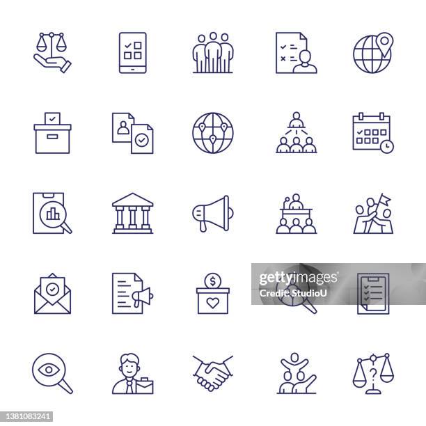 elections editable stroke line icons - ballot box stock illustrations