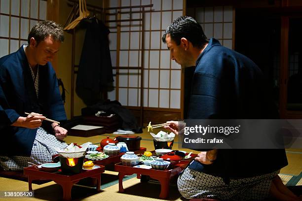 dinner in temple in koya-san - koya san stock pictures, royalty-free photos & images