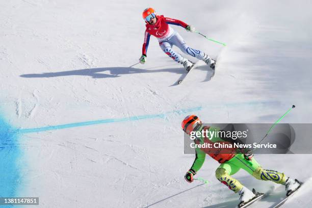 Henrieta Farkasova of Team Slovakia competes during the Para Alpine Skiing Women's Super-G Vision Impaired on day two of the Beijing 2022 Winter...