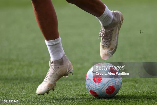 General view of the new Nike Premier League match ball ahead of the Premier League match between Watford and Arsenal at Vicarage Road on March 06,...